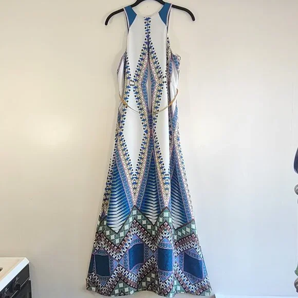 Anthropologie Maeve Pakpao Maxi Dress Boho Geo Bold Feminine Chic Flowy Size 0 - Picture 5 of 14
